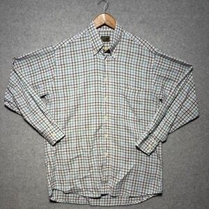 Gitman Bros Mens Tattersall Plaid Button Down Shirt Blue Green Purple White